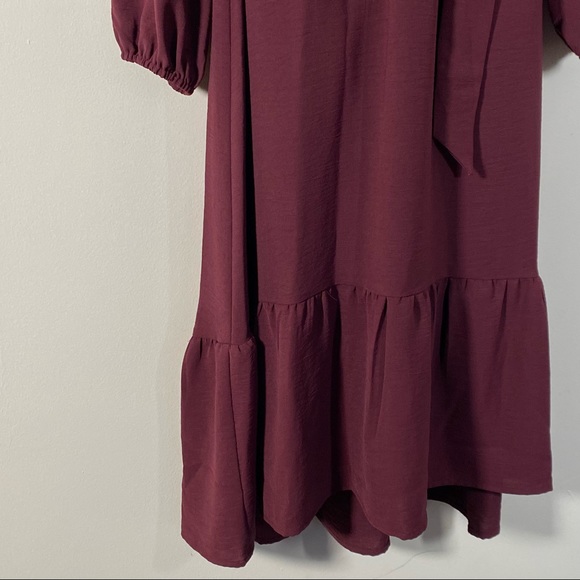 Emma & Michelle Long Sleeves surpluses midi burgundy dress Size S NEW - Picture 4 of 7